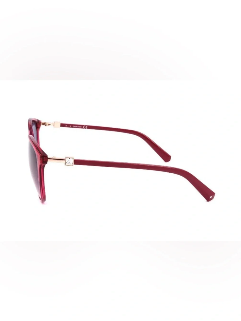 Swarovski Red Cat Eye Frame Sunglasses with Pink-to-Purple Gradient Lenses